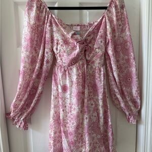 Pink Lily Floral Pink and White Dress